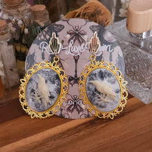 Load image into Gallery viewer, Victorian Haunting Raven Cameo Earrings