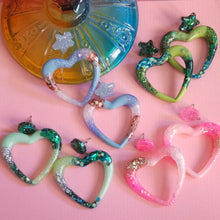 Load image into Gallery viewer, Glitter! Multi Color Heart Earrings