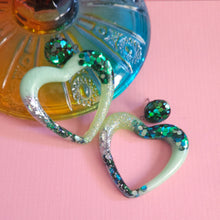 Load image into Gallery viewer, Glitter! Multi Color Heart Earrings