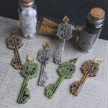 Load image into Gallery viewer, Victorian Haunting Skeleton Key Earrings