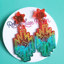 Load image into Gallery viewer, Neon Rodeo Sunrise Abstract Earrings