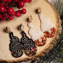 Load image into Gallery viewer, Winter Solstice White Sun Serpent Earrings