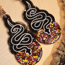 Load image into Gallery viewer, Winter Solstice White Sun Serpent Earrings