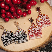 Load image into Gallery viewer, Winter Solstice Red Witch House Earrings