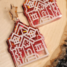 Load image into Gallery viewer, Winter Solstice Red Witch House Earrings