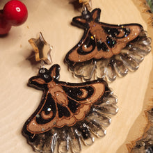 Load image into Gallery viewer, Winter Solstice Red Lunar Moth Earrings