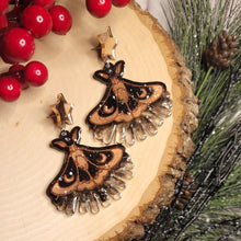 Load image into Gallery viewer, Winter Solstice Red Lunar Moth Earrings