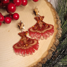 Load image into Gallery viewer, Winter Solstice Red Lunar Moth Earrings