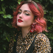 Load image into Gallery viewer, Galentine's day Ruby Red "Love 'em and Leave 'em" Heart Earrings