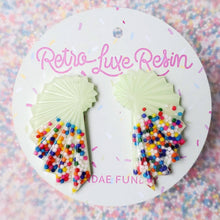 Load image into Gallery viewer, Sundae Funday Faceted Wing Art Deco Studs in Mint Cream