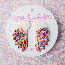 Load image into Gallery viewer, Sundae Funday Faceted Wing Art Deco Studs in Vanilla Cream