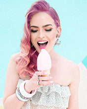 Load image into Gallery viewer, Sundae Funday Scalloped Drop Hoops in Strawberry Cream