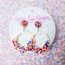 Load image into Gallery viewer, Sundae Funday Scalloped Drop Hoops in Vanilla Cream