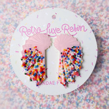 Load image into Gallery viewer, Sundae Funday Faceted Wing Art Deco Studs in Strawberry Cream