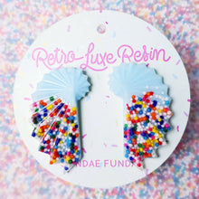 Load image into Gallery viewer, Sundae Funday Faceted Wing Art Deco Studs in Cotton Candy Cream