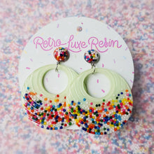 Load image into Gallery viewer, Sundae Funday Retro Textured Drop Hoops in Mint Cream