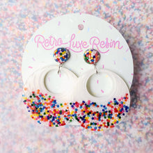 Load image into Gallery viewer, Sundae Funday Retro Textured Drop Hoops in Vanilla Cream