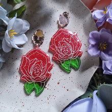 Load image into Gallery viewer, AWOMO- Red Rose Earrings
