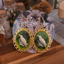 Load image into Gallery viewer, Victorian Haunting Raven Cameo Earrings
