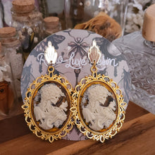 Load image into Gallery viewer, Victorian Haunting Lady Death Cameo Earrings
