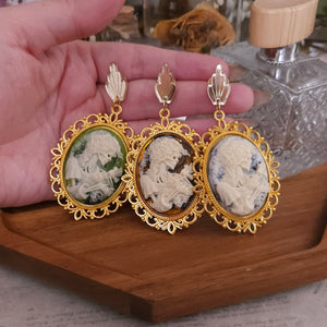 Victorian Haunting Lady Death Cameo Earrings