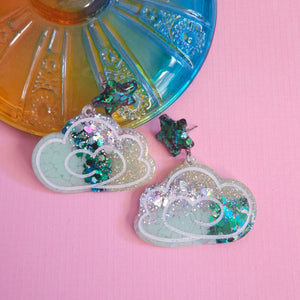 Glitter! Multi Color Cloud Earrings