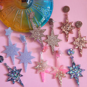 Glitter! Multi-Color Star Earrings