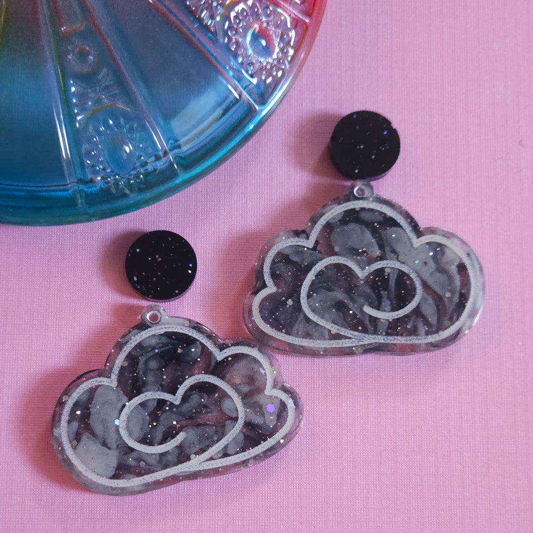 Glitter! Gray Storm Cloud Earrings