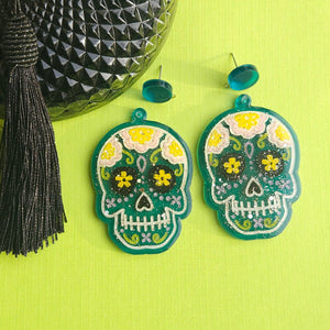 Sugar Skull Acrylic Earrings