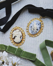 Load image into Gallery viewer, Victorian Haunting Lady Death Cameo Green Velvet Choker Necklace
