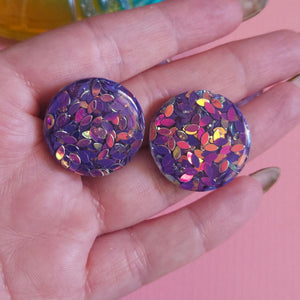 Glitter! Purple Stud Earrings