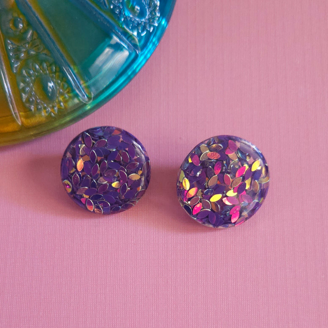 Glitter! Purple Stud Earrings