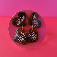 Load image into Gallery viewer, Galentine&#39;s day Tortoise Shell &quot;Love &#39;em and Leave &#39;em&quot; Heart Earrings
