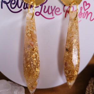 Crystal Citrine and Gold Flake Earrings