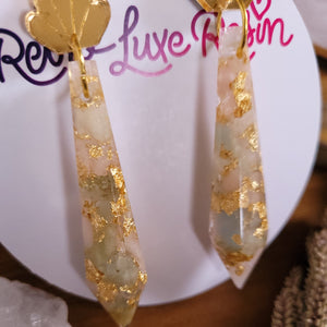 Crystal Morganite and Gold Flake Earrings