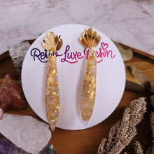 Load image into Gallery viewer, Crystal Angel Aura Quartz and Gold Flake Earrings
