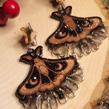 Load image into Gallery viewer, Winter Solstice Red Lunar Moth Earrings
