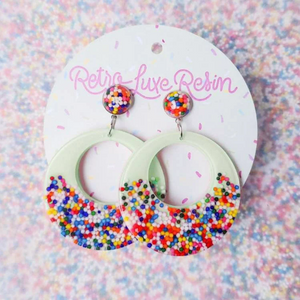 Sundae Funday Smooth Drop Hoops in Mint Cream