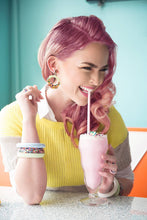 Load image into Gallery viewer, Sundae Funday Retro Scalloped Drop Hoops in Mint Cream
