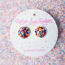 Load image into Gallery viewer, Sundae Funday Swirl Spinkle Studs in Cotton Candy Cream
