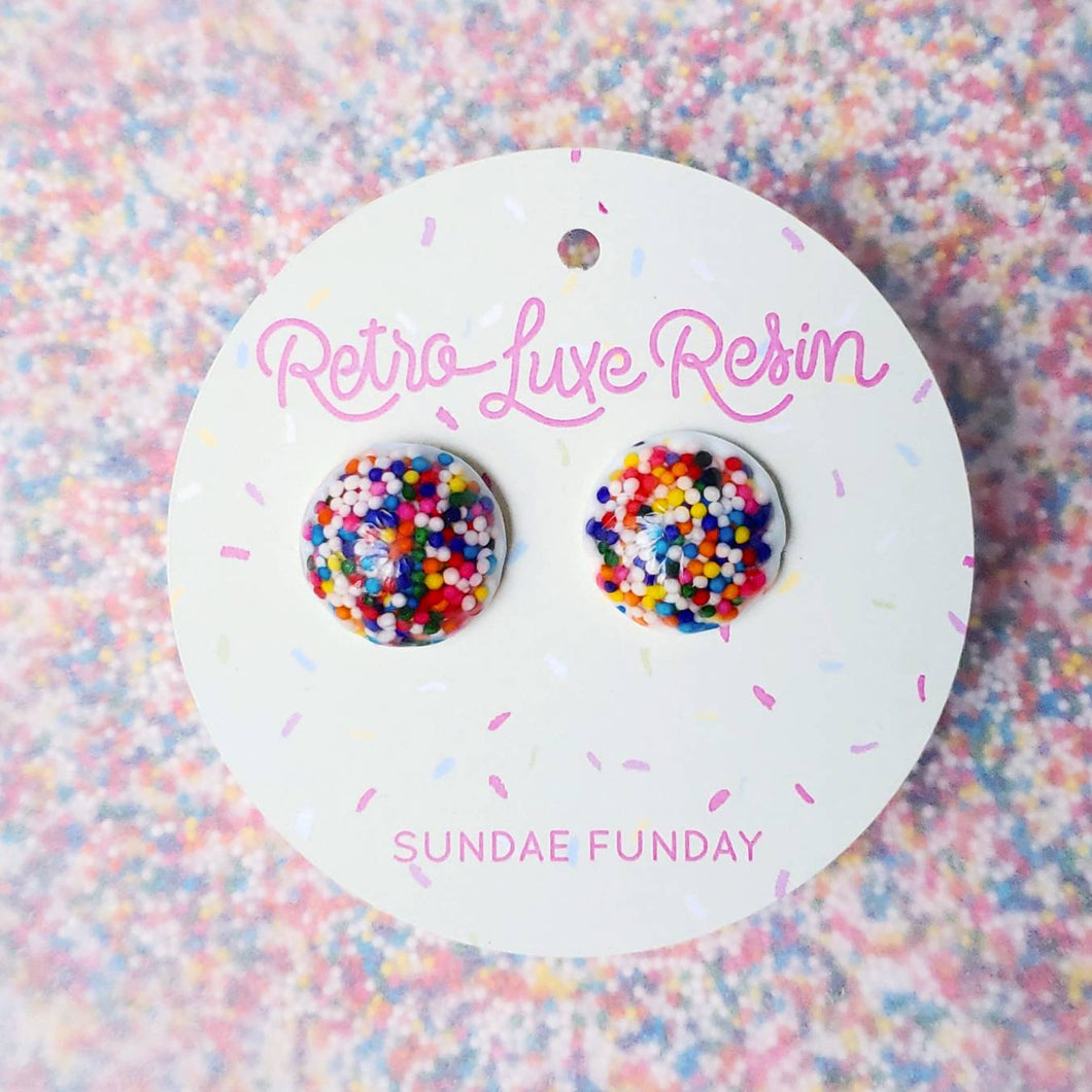 Sundae Funday Swirl Spinkle Studs in Cotton Candy Cream