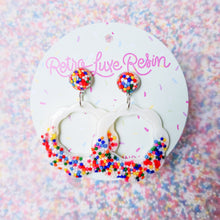 Load image into Gallery viewer, Sundae Funday Scalloped Drop Hoops in Vanilla Cream
