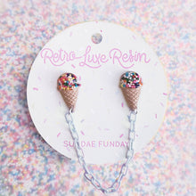 Load image into Gallery viewer, Retro Luxe Resin I Love Ice Cream Collar Clips
