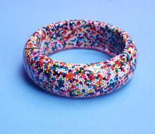 Load image into Gallery viewer, Sundae Funday Thick Resin Rainbow Sprinkle Bangle
